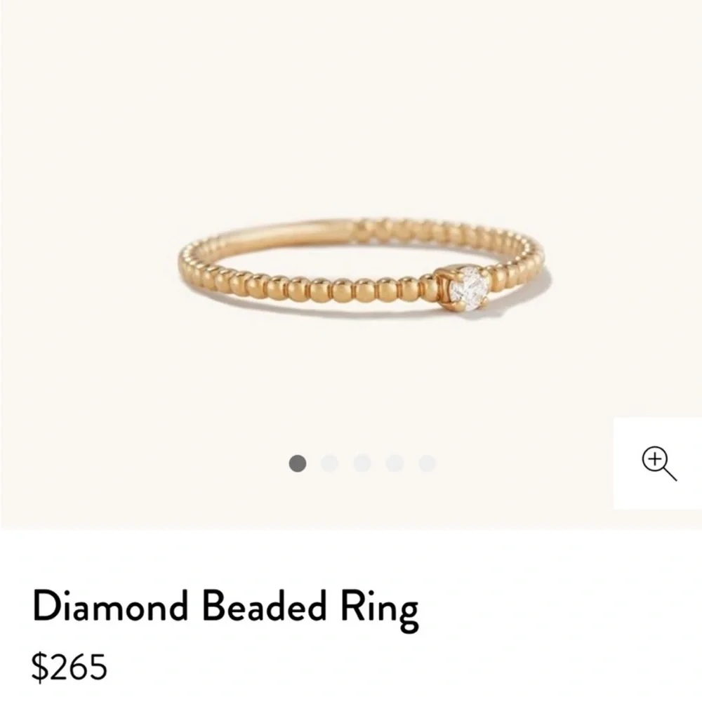 Mejuri Solid 14k Yellow Gold Beaded Diamond Solitaire Ring Size 6 - Picture 2 of 13